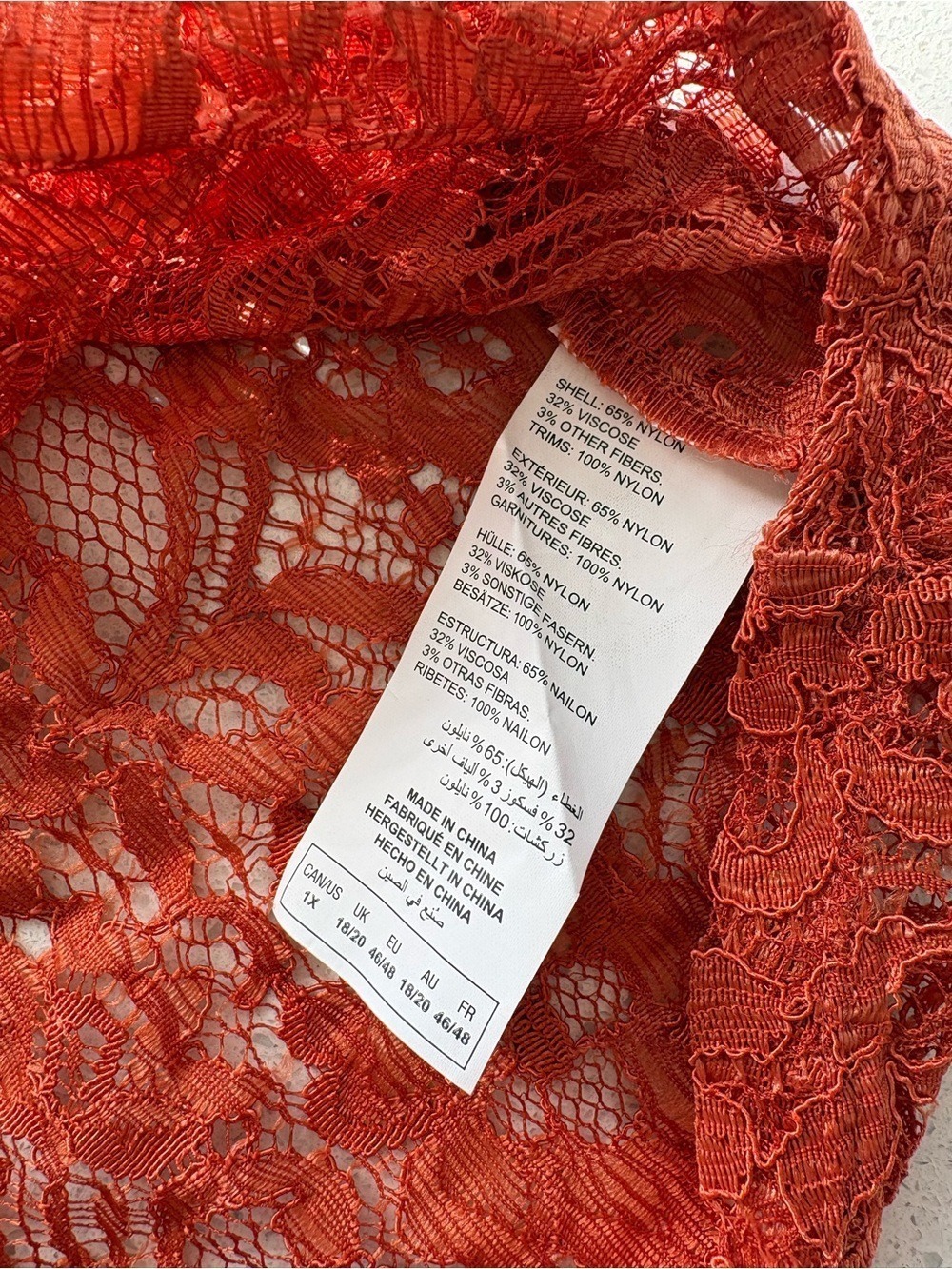 Pennington’s Lace Button-Front Shell Top - Orange - Picture 5 of 5